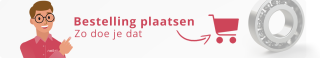 Illustratie Neita medewerker met tekst 'Bestelling plaatsen, zo doe je dat' en icoon van winkelwagentje