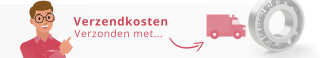 Illustratie van Neita-medewerker met tekst: Verzendkosten, verzonden met...
