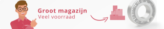 Illustratie Neita medewerker met tekst 'Groot magazijn, veel voorraad' en icoon van gestapelde dozen