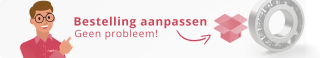 Illustratie Neita medewerker met tekst 'Bestelling aanpassen, geen probleem!' en icoon van open doos